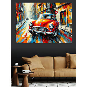 Renkli Klasik Araba Dekoratif Kanvas - Mdf Ahşap Tablo 50x70 cm