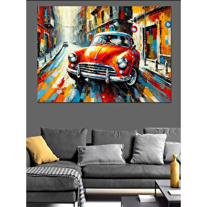 Renkli Klasik Araba Dekoratif Kanvas - Mdf Ahşap Tablo 100x140 cm
