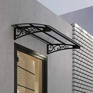 Pratik Metal Sundurma 270x80 Lale Serisi Kapı Üstü Sundurma Koruma Gölgelik Siyah - Şeffaf 270x80 cm
