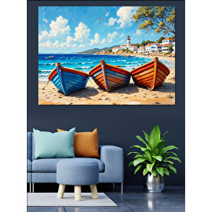 Kumsalda Renkli Sandallar Dekoratif Kanvas - Mdf Ahşap Tablo