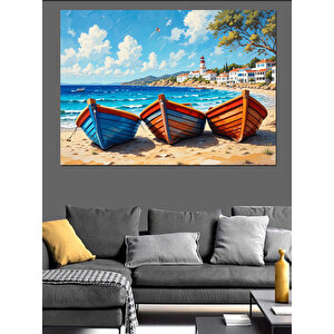 Kumsalda Renkli Sandallar Dekoratif Kanvas - Mdf Ahşap Tablo 50x70 cm