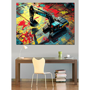 Renkli Zeminli Kepçe Dekoratif Kanvas - Mdf Ahşap Tablo 35x50 cm