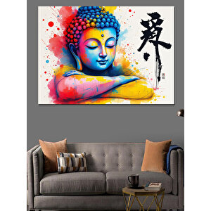 Renkli Buda Figürü Dekoratif Kanvas - Mdf Ahşap Tablo 100x140 cm