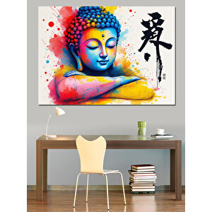 Renkli Buda Figürü Dekoratif Kanvas - Mdf Ahşap Tablo 100x140 cm