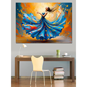 Renkli Dönüşlü Dansçı Dekoratif Kanvas - Mdf Ahşap Tablo