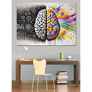 Yarı Renkli Beyin Dekoratif Kanvas - Mdf Ahşap Tablo 50x70 cm