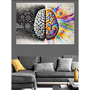 Yarı Renkli Beyin Dekoratif Kanvas - Mdf Ahşap Tablo 50x70 cm