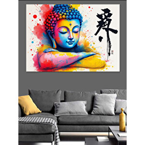 Renkli Buda Figürü Dekoratif Kanvas - Mdf Ahşap Tablo 70x100 cm