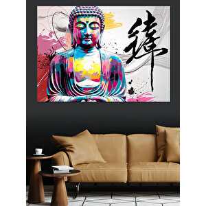 Renkli Buda İllüstrasyonu Dekoratif Kanvas - Mdf Ahşap Tablo 70x100 cm