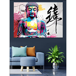 Renkli Buda İllüstrasyonu Dekoratif Kanvas - Mdf Ahşap Tablo 70x100 cm