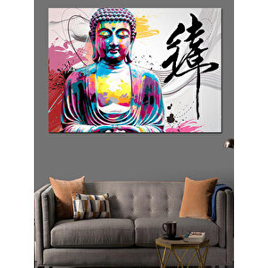 Renkli Buda İllüstrasyonu Dekoratif Kanvas - Mdf Ahşap Tablo 70x100 cm