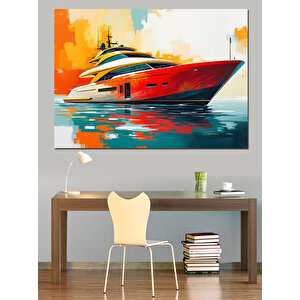 Renkli Lüks Yat Dekoratif Kanvas - Mdf Ahşap Tablo 100x140 cm