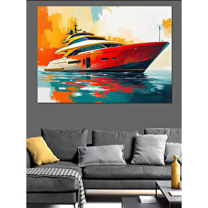 Renkli Lüks Yat Dekoratif Kanvas - Mdf Ahşap Tablo 100x140 cm