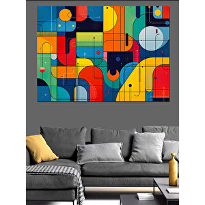 Soyut Geometrik Renkler Dekoratif Kanvas - Mdf Ahşap Tablo 70x100 cm