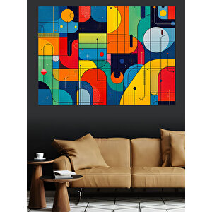 Soyut Geometrik Renkler Dekoratif Kanvas - Mdf Ahşap Tablo 70x100 cm