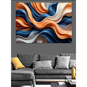 Kıvrımlı Renkli Dalgalar Dekoratif Kanvas - Mdf Ahşap Tablo 70x100 cm