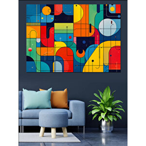 Soyut Geometrik Renkler Dekoratif Kanvas - Mdf Ahşap Tablo