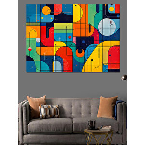 Soyut Geometrik Renkler Dekoratif Kanvas - Mdf Ahşap Tablo
