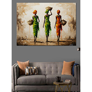 Yürüyen Renkli Kadınlar Dekoratif Kanvas - Mdf Ahşap Tablo 70x100 cm