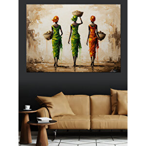 Yürüyen Renkli Kadınlar Dekoratif Kanvas - Mdf Ahşap Tablo
