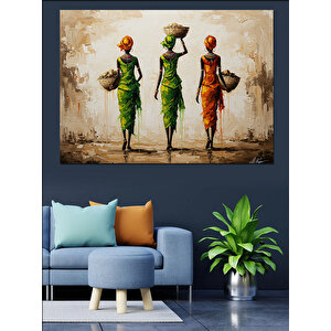Yürüyen Renkli Kadınlar Dekoratif Kanvas - Mdf Ahşap Tablo 35x50 cm