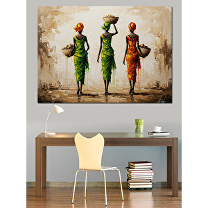 Yürüyen Renkli Kadınlar Dekoratif Kanvas - Mdf Ahşap Tablo 35x50 cm