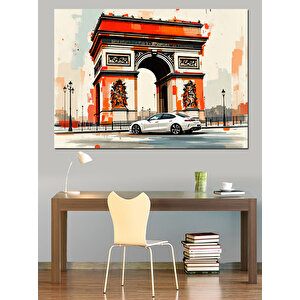 Zafer Takı Önünde Araba Dekoratif Kanvas - Mdf Ahşap Tablo 50x70 cm