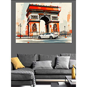 Zafer Takı Önünde Araba Dekoratif Kanvas - Mdf Ahşap Tablo