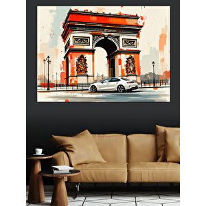 Zafer Takı Önünde Araba Dekoratif Kanvas - Mdf Ahşap Tablo