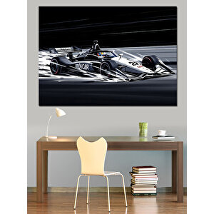 Siyah Beyaz Yarış Arabası Dekoratif Kanvas - Mdf Ahşap Tablo 70x100 cm