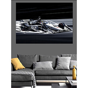 Siyah Beyaz Yarış Arabası Dekoratif Kanvas - Mdf Ahşap Tablo 70x100 cm