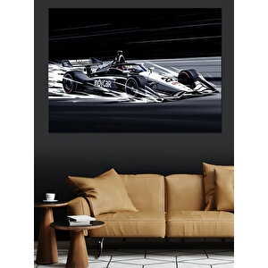 Siyah Beyaz Yarış Arabası Dekoratif Kanvas - Mdf Ahşap Tablo 70x100 cm