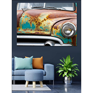 Paslı Nostaljik Araba Dekoratif Kanvas - Mdf Ahşap Tablo 50x70 cm