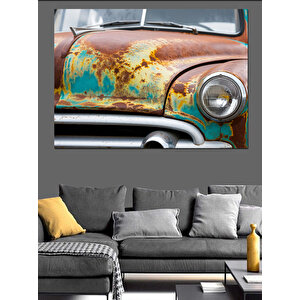 Paslı Nostaljik Araba Dekoratif Kanvas - Mdf Ahşap Tablo 100x140 cm