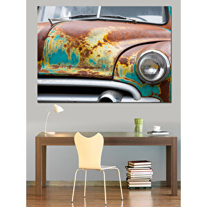 Paslı Nostaljik Araba Dekoratif Kanvas - Mdf Ahşap Tablo