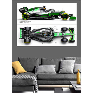 Yeşil Formula 1 Yarış Arabası Dekoratif Kanvas - Mdf Ahşap Tablo 70x100 cm