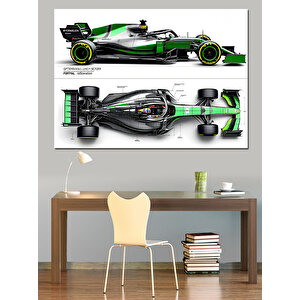 Yeşil Formula 1 Yarış Arabası Dekoratif Kanvas - Mdf Ahşap Tablo
