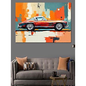 Soyut Turuncu Klasik Araba Dekoratif Kanvas - Mdf Ahşap Tablo 50x70 cm