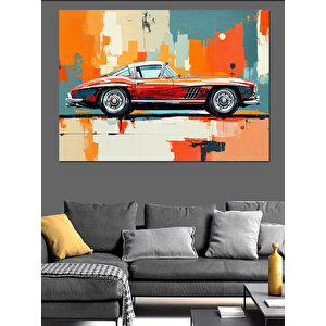 Soyut Turuncu Klasik Araba Dekoratif Kanvas - Mdf Ahşap Tablo