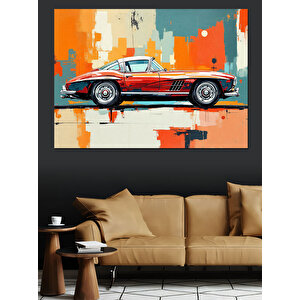 Soyut Turuncu Klasik Araba Dekoratif Kanvas - Mdf Ahşap Tablo