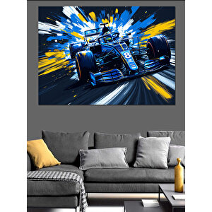 Hızlı Yarış Arabası Dekoratif Kanvas - Mdf Ahşap Tablo
