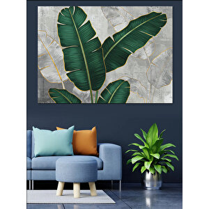 Tropik Yaprak Deseni Dekoratif Kanvas - Mdf Ahşap Tablo 100x140 cm