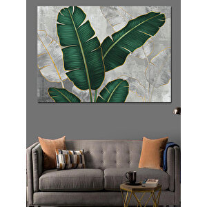Tropik Yaprak Deseni Dekoratif Kanvas - Mdf Ahşap Tablo 100x140 cm