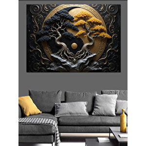 Ay Doğa İllüstrasyonu Dekoratif Kanvas - Mdf Ahşap Tablo 50x70 cm