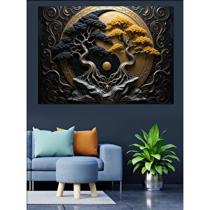 Ay Doğa İllüstrasyonu Dekoratif Kanvas - Mdf Ahşap Tablo 50x70 cm