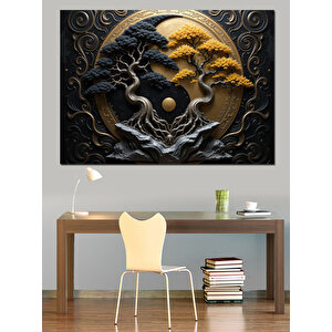 Ay Doğa İllüstrasyonu Dekoratif Kanvas - Mdf Ahşap Tablo