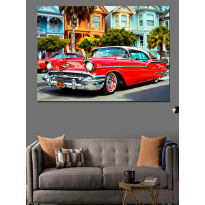 Renkli Klasik Araba Dekoratif Kanvas - Mdf Ahşap Tablo 35x50 cm