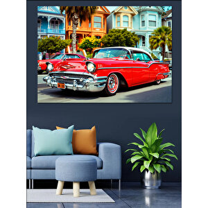 Renkli Klasik Araba Dekoratif Kanvas - Mdf Ahşap Tablo
