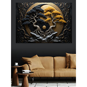 Ay Doğa İllüstrasyonu Dekoratif Kanvas - Mdf Ahşap Tablo 100x140 cm