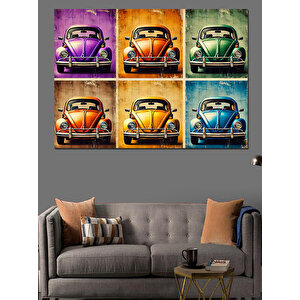 Renkli Klasik Araba Duvarı Dekoratif Kanvas - Mdf Ahşap Tablo 25x35 cm